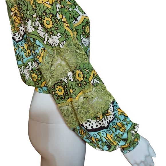 Anthropologie Tiny Long Sleeve Printed V Neck Wrap Top - Picture 9 of 16